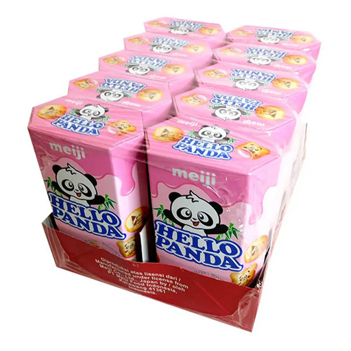 Meiji - Hello Panda Biscuits With Strawberry Cream Filling - 10 x 45g