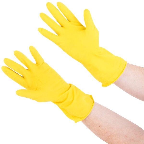 MC - Large Cleaning Gloves Yellow Q-Grip - 12 Pairs - Bulk Mart