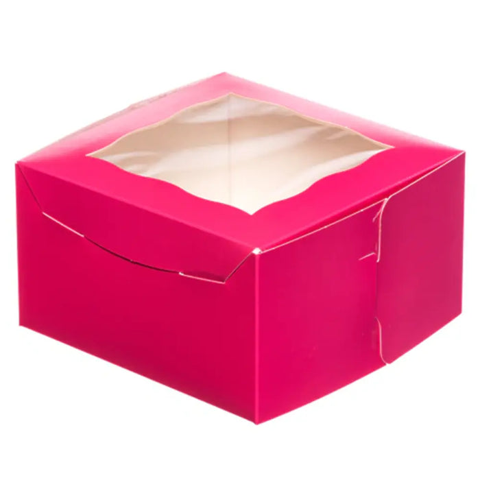 pink 4 cupcake box with window 7x4x4