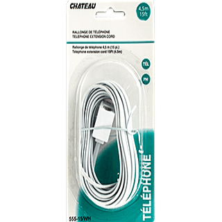 Chateau - 15 FT Telephone Extension Cord White - Each - Bulk Mart