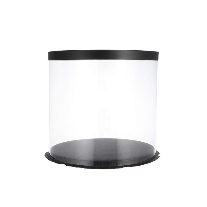 DURA - 10" Round Clear Plastic Cake Box With Black Base & Lid - 10/Pack - Bulk Mart