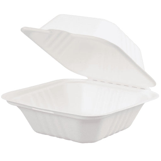 DURA - 6" x 6" x 3" Sugarcane & Bamboo Bagasse Sandwich Container - 125/Pack - Bulk Mart