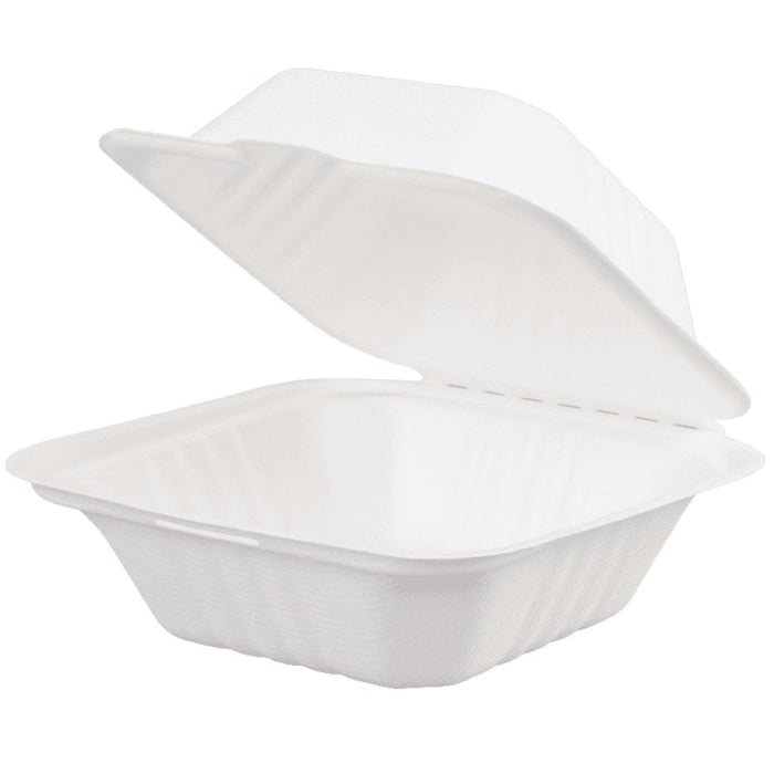 DURA - 6" x 6" x 3" Sugarcane & Bamboo Bagasse Sandwich Container - 200/Case - Bulk Mart