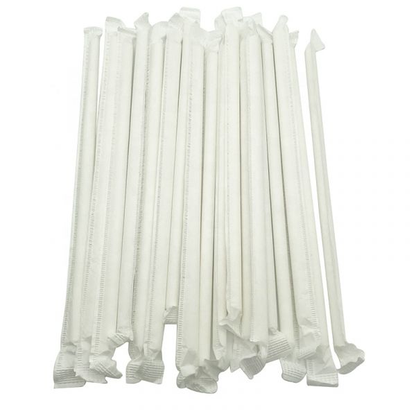 DURA - 8" Paper Straw White Wrapped - 400/Pack - Bulk Mart