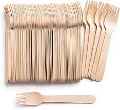 ECO PLUS - Compostable Birch Wood Fork Unwrapped Natural - 20 x 100/Case - Bulk Mart