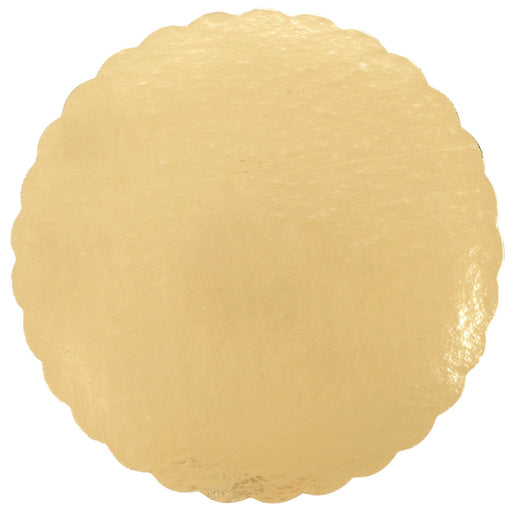 Enjay - 10" x .045" Round Scalloped Edge Gold Cake Sheet - 100/Case - Bulk Mart