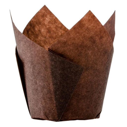 Enjay - 2" x 3 1/4" Dark Brown Tulip Baking Cup - 10 x 100pcs/Case - Bulk Mart