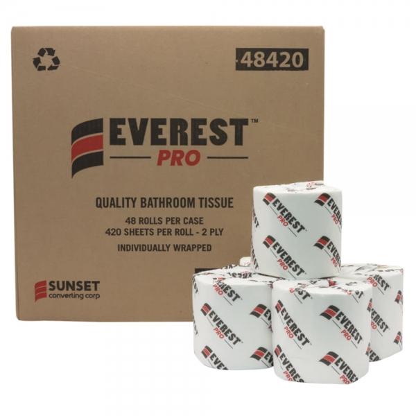 Everest Pro - 2 Ply Toilet Paper Roll Individually Wrapped, 420 Sheets - 48/Case - Bulk Mart