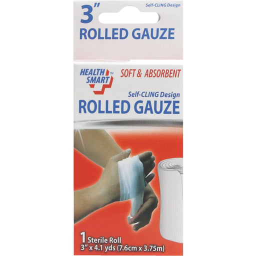 Health & Smart - 3" x 4.1 Yards Sterile Rolled Gauze - Each - Bulk Mart