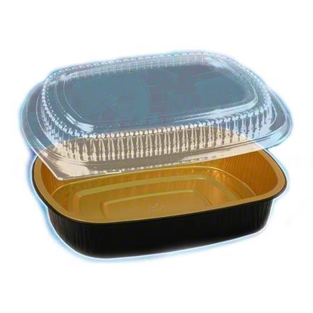 HFA Gourmet To Go - 22 Oz Small Entree Gold/Black Base With Dome Lids - 100/Case - Bulk Mart