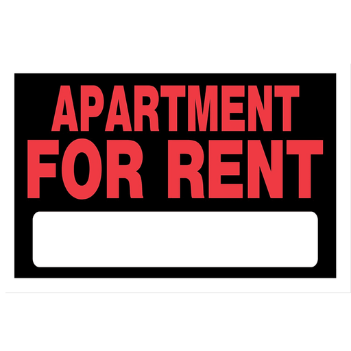 Hillman - 8" x 12 " Apartment For Rent Sign - Each - Bulk Mart