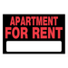 Hillman - 8" x 12 " Apartment For Rent Sign - Each - Bulk Mart