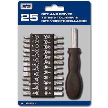 Home-Aide - 25 Piece Bits & Screwdriver - 1 Set - Bulk Mart