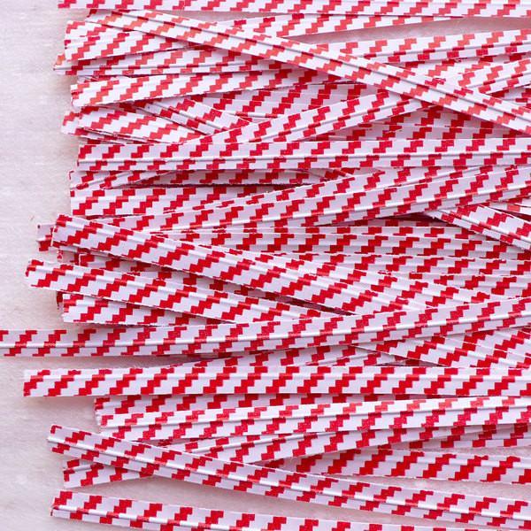 HY-Five - 7" Red Stripped Twist Ties - 2000 / Pack - Bulk Mart