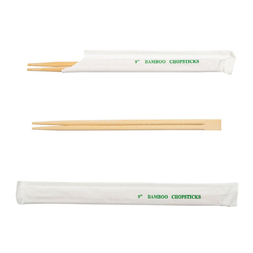 Hy Sticks - 9" Bamboo Chopsticks Fully Wrapped - 40 x 50Pack / Case - Bulk Mart