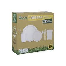 IECO - Compostable Party Kit for 25 People - 227 Pcs/Case - Bulk Mart