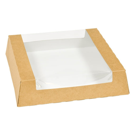 Inno-Pak Visions - Kraft Window Bakery Box 10.43" x 10.43" x 2.5" - 100/Pack - Bulk Mart