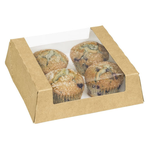 Inno-Pak Visions - Kraft Window Bakery Box 8.43" x 8.43" x 2.5" - 100/Case - Bulk Mart