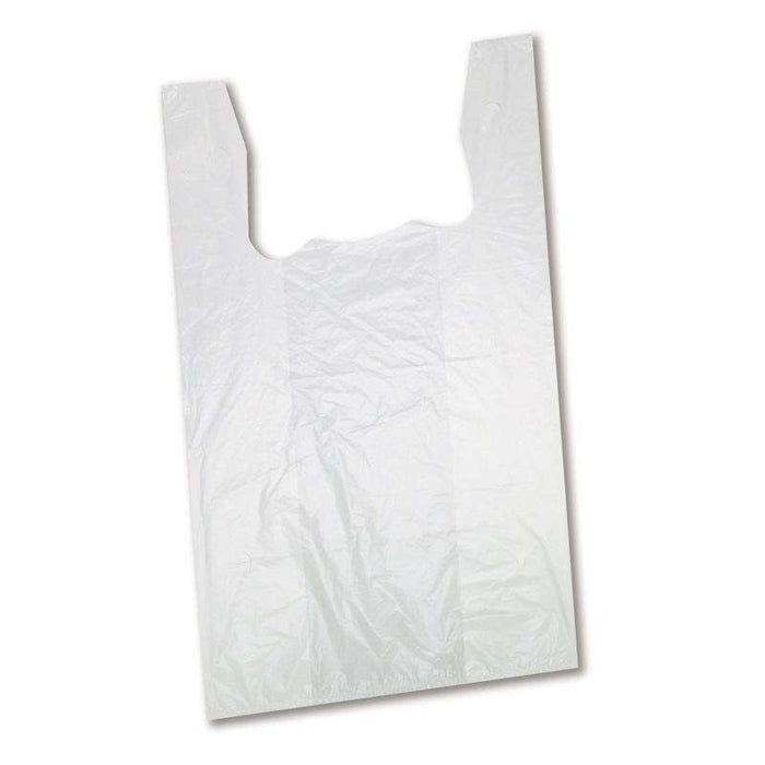 Jumbo White - High Density T-Shirt Shopping Bags 16"x 8"x 28"- 500/Case - Bulk Mart