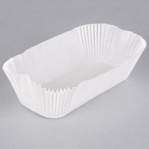 Lapaco - 600-006 - 6.87" x 2.87" x 2.25" White Dry-Waxed Fluted Oblong Loaf Liners - 250/Pack - Bulk Mart