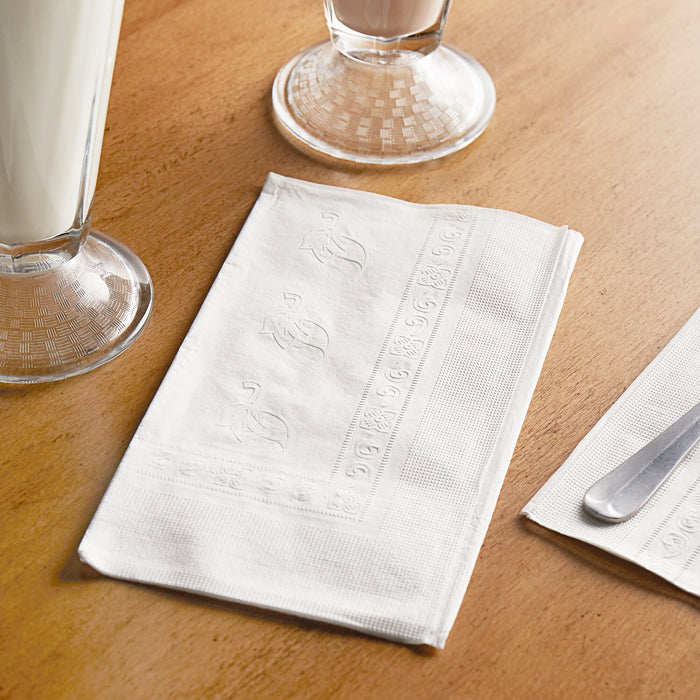 MC - 36cm x 42cm White 2 Ply Dinner Napkin 1/8 Fold - 20 x 150/Case - Bulk Mart