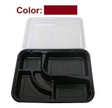 MC - 5 Compartment Bento Box With Lids 10.5" x 8" - 200 Sets - Bulk Mart