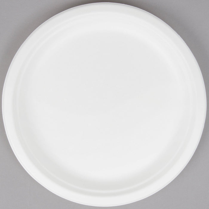 MC - 8.75" Round Bagasse Sugarcane Biodegradable Plate - 125/Pack - Bulk Mart