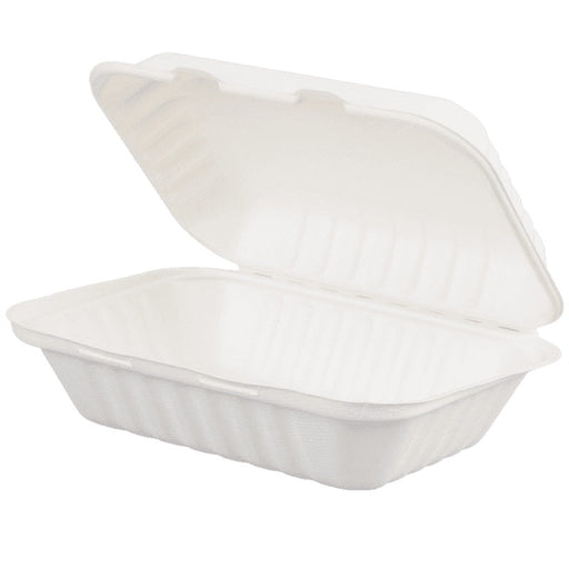 MC - 9" x 6" x 3" Biodegradable Compostable Takeout Container 1 Compartment - 200/Case - Bulk Mart