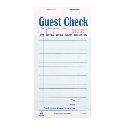 MC - Green Carbonless Duplicate Guest Check - 10x5/Pack - Bulk Mart