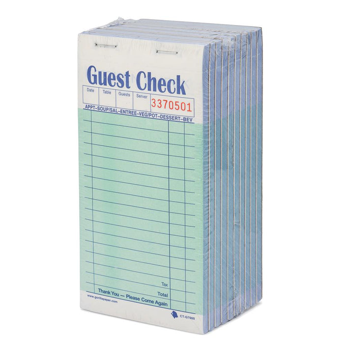 MC - Green Carbonless Duplicate Guest Check - 10x5/Pack - Bulk Mart