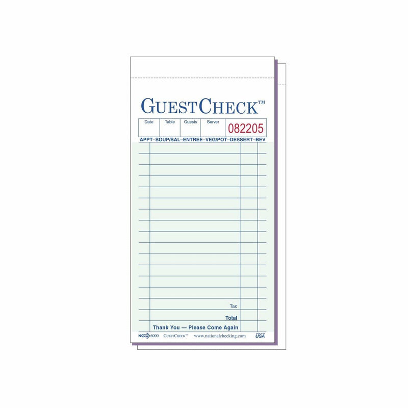 MC - Green Carbonless Duplicate Guest Check - 10x5/Pack - Bulk Mart