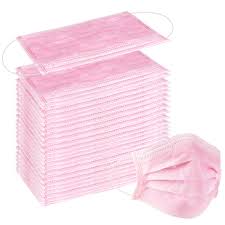 MC - Pink Disposable Face Mask 3 Ply Protective - 50/Pack - Bulk Mart