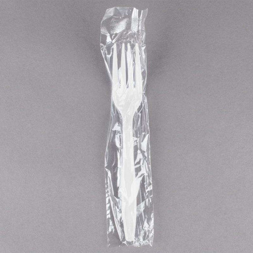 MC - Plastic Fork White Heavy Weight Individually Wrapped - 1000/Case - Bulk Mart