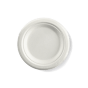 New Wave - 7" Round Sugarcane & Bamboo Bagasse Plate - 125/Sleeve - Bulk Mart