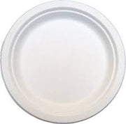 New Wave - 7" Round Sugarcane & Bamboo Bagasse Plate - 125/Sleeve - Bulk Mart