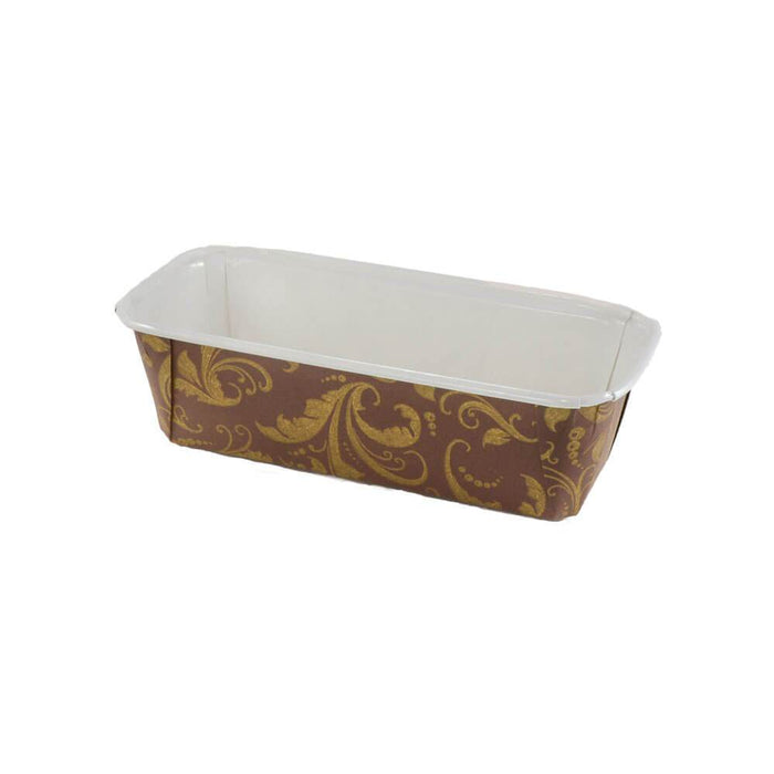 Novacart - 6.25" x 2.125" x 2" - 12 Oz PET Laminated Loaf Mold Brown/Gold - 720/Case - Bulk Mart