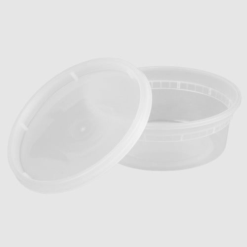 PCM - S-08 - 8 Oz Clear Microwavable Deli Container Combo - 24 Sets - Bulk Mart