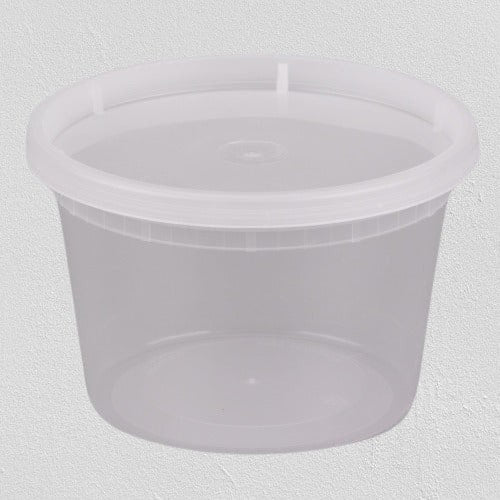 PCM - S-16 - 16 Oz Clear Microwavable Deli Container With Lid - 24 Sets - Bulk Mart