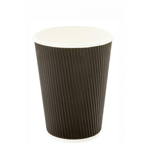 Pronto - 12 Oz Ripple Wall Hot Paper Cup Black - 20 x 25 / Case - Bulk Mart