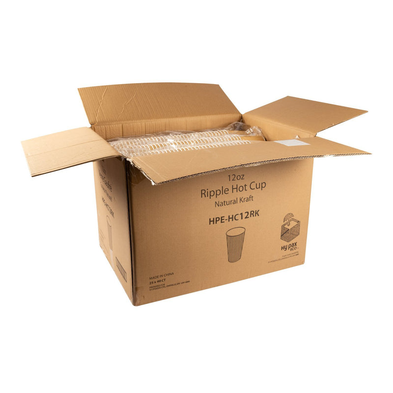 Pronto - 16 Oz Kraft Ripple Hot Paper Cup Natural Color - 25/Sleeve - Bulk Mart