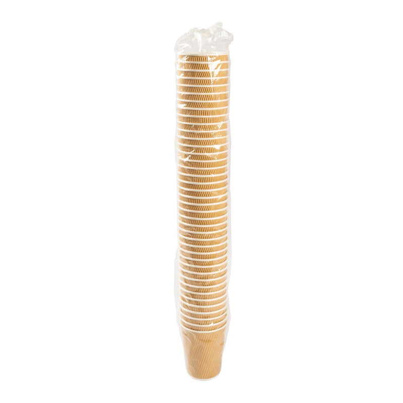 Pronto - 16 Oz Kraft Ripple Hot Paper Cup Natural Color - 25/Sleeve - Bulk Mart