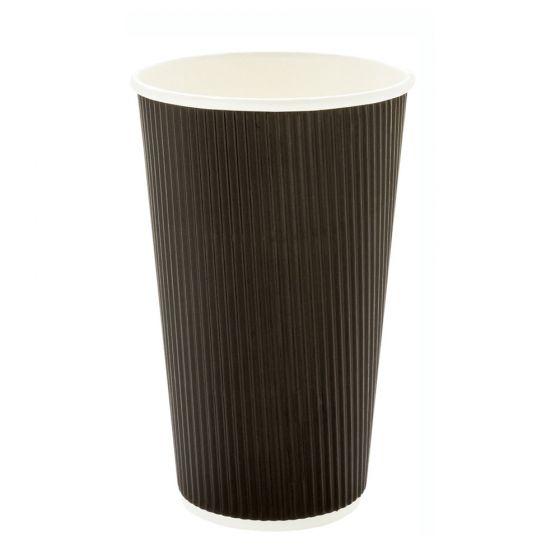 Pronto - 16 Oz Ripple Wall Hot Paper Cup Black - 20 x 25 / Case - Bulk Mart