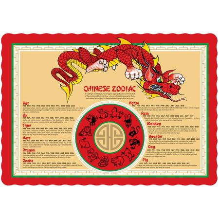 Sanfacon - 496 - Dragon Zodiac Placemats - 1000 / Pack - Bulk Mart