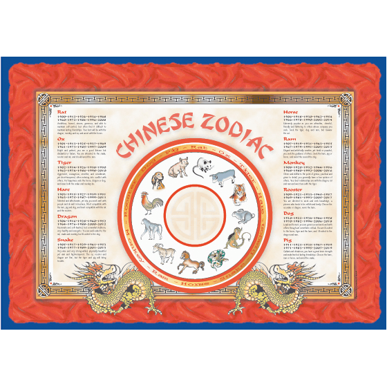 Sanfacon - 504 - Chinese Red Zodiac Placemats - 1000 / Pack - Bulk Mart