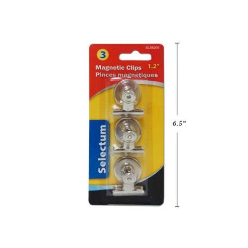 Selectum - 1.2" Magnetic Bulldog Clips - 3/Pack - Bulk Mart