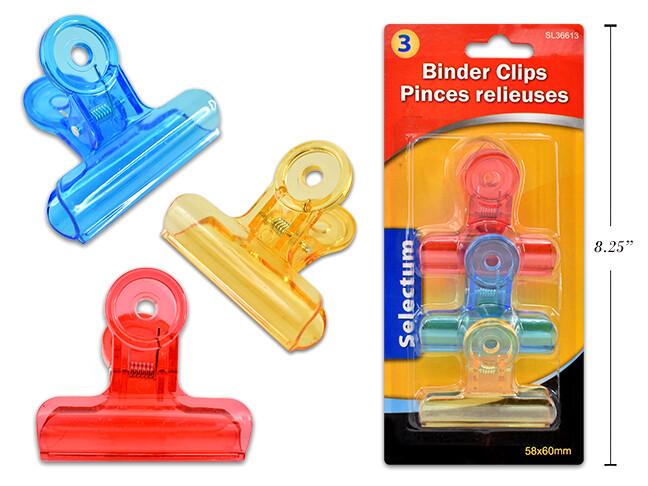 Selectum - Binder Clip Neon - 3 / Pack - Bulk Mart