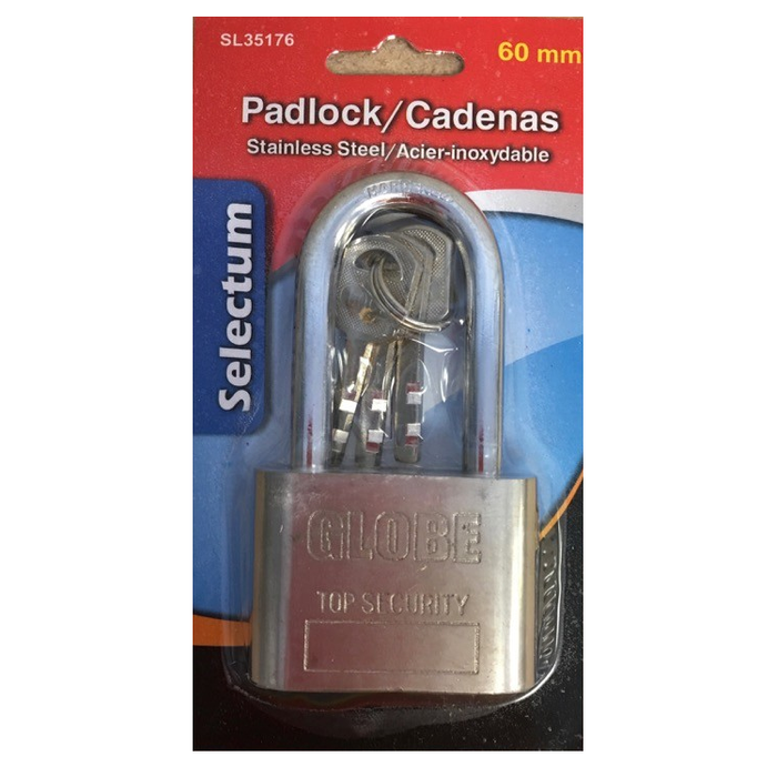 Selectum - Top Security Padlock Stainless Steel 60mm- Each - Bulk Mart