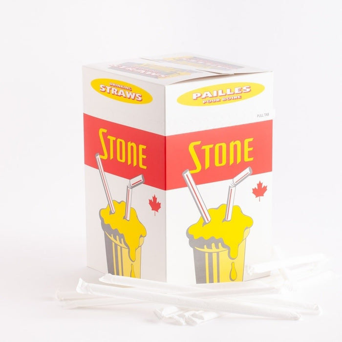 Stone - 8" Milkshake Straw White Wrapped - 6 x 500 / Case - Bulk Mart