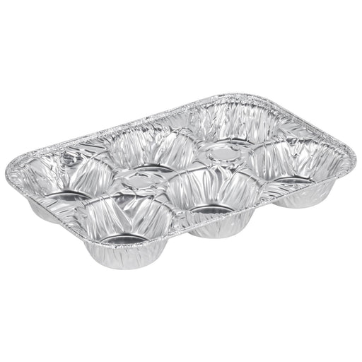 Titan - 9.6" x 6.4" x 1.3" Aluminum Foil Muffin Tray 6 Count - 2/Pack - Bulk Mart